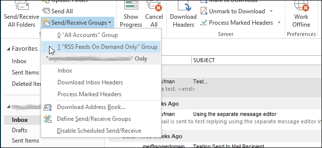 ایجاد گروه RSS برای ارسال /دریافت در Outlook 2013