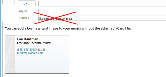 اضافه کردن یک کارت کسب و کار (business card) تصویر در Outlook 2013 به امضا بدون کارت مجازی ( VCF )